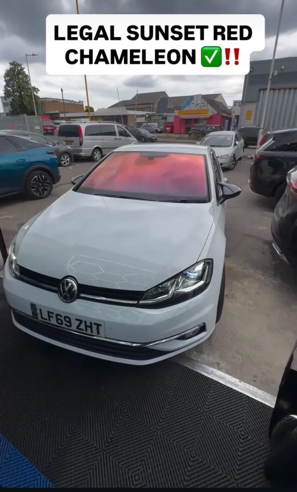 VW Golf with sunset red chameleon tint fitted at Dyno Details Dagenham